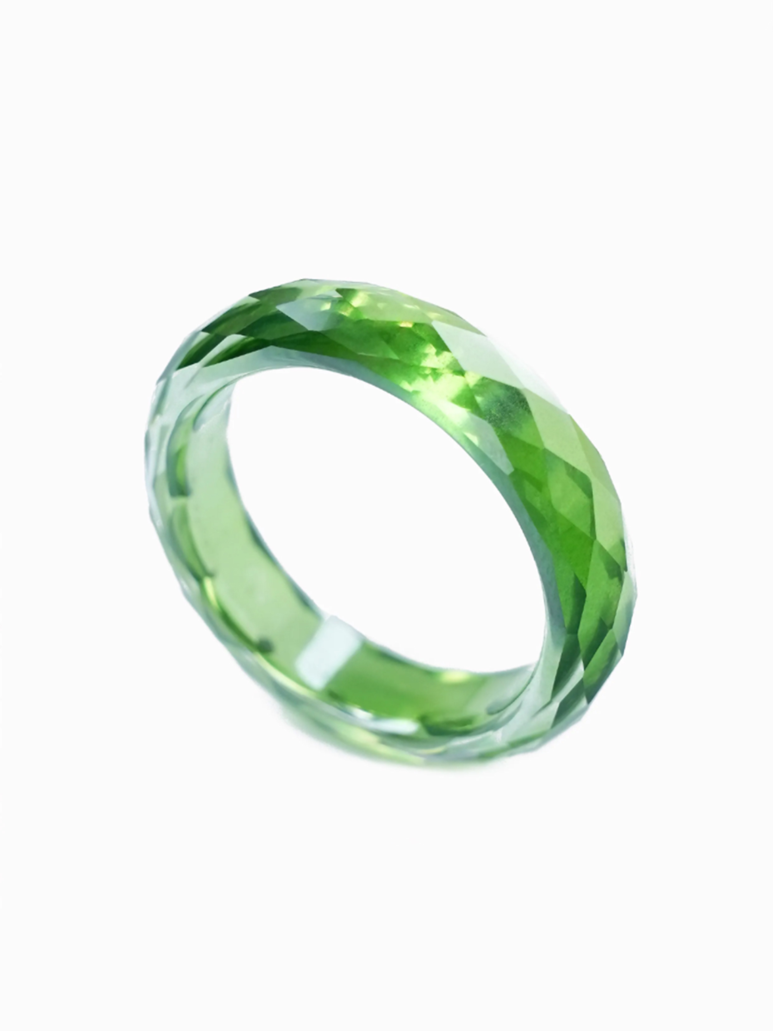360-Degree Faceted Green Sapphire Ring