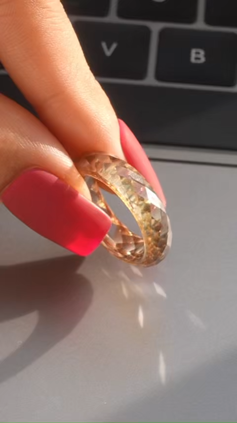 360-Degree Faceted Moissanite Ring -  Champagne Gold