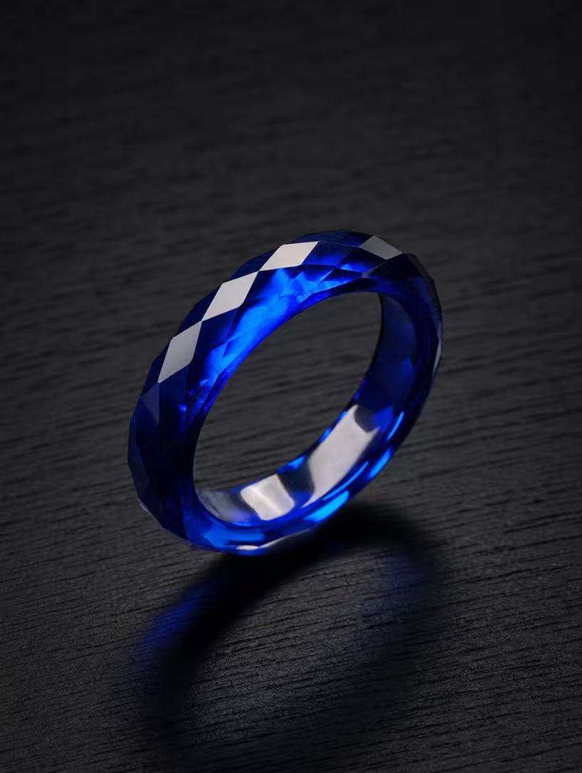 Royal Blue Sapphire-360-Degree Faceted Ring
