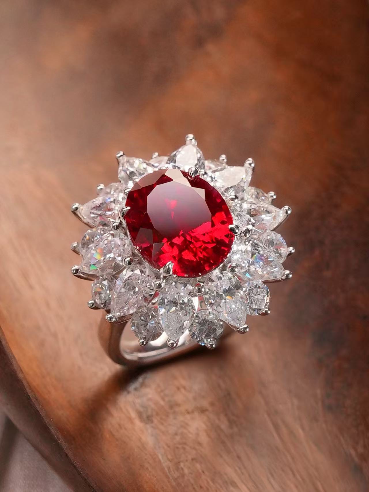 Oval Brilliant Cut Ruby Ring - Crimson Treasure