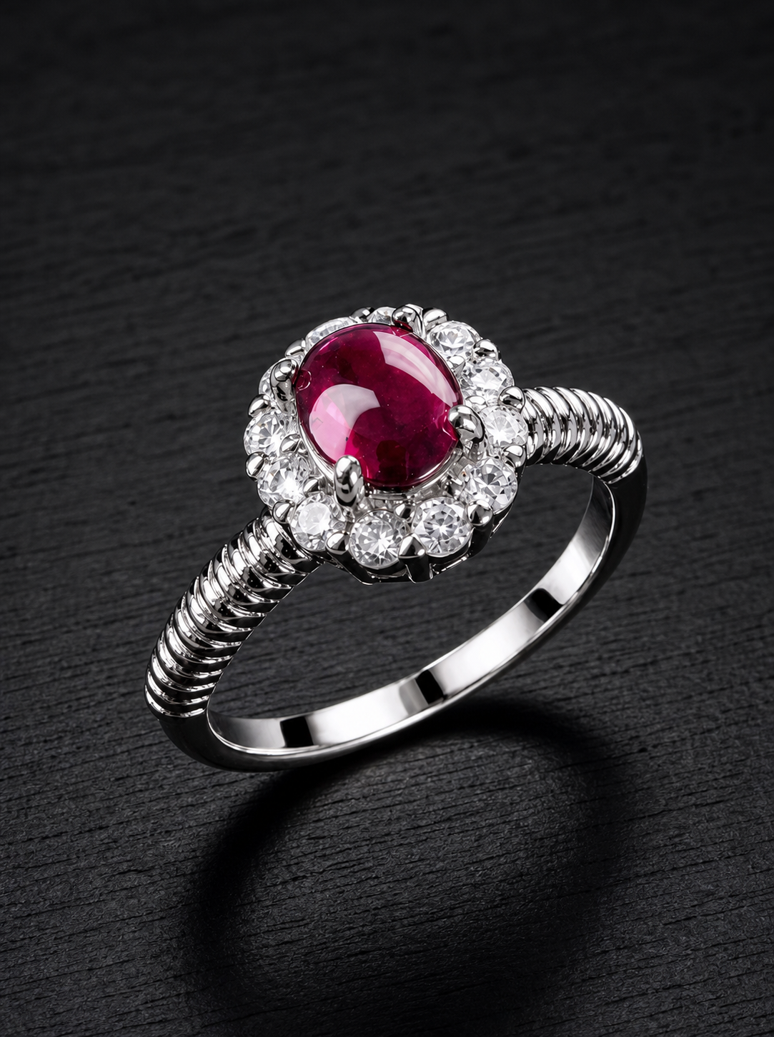 Garnet-Cabochon Ring-Crimson Coil