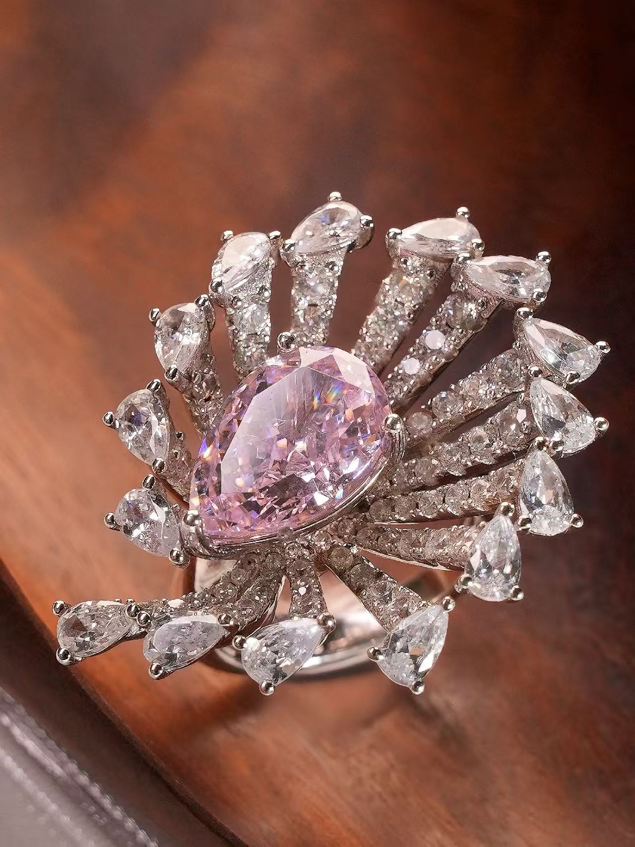 Pear Brilliant Cut Cubic Zirconia Ring - Blush Radiance