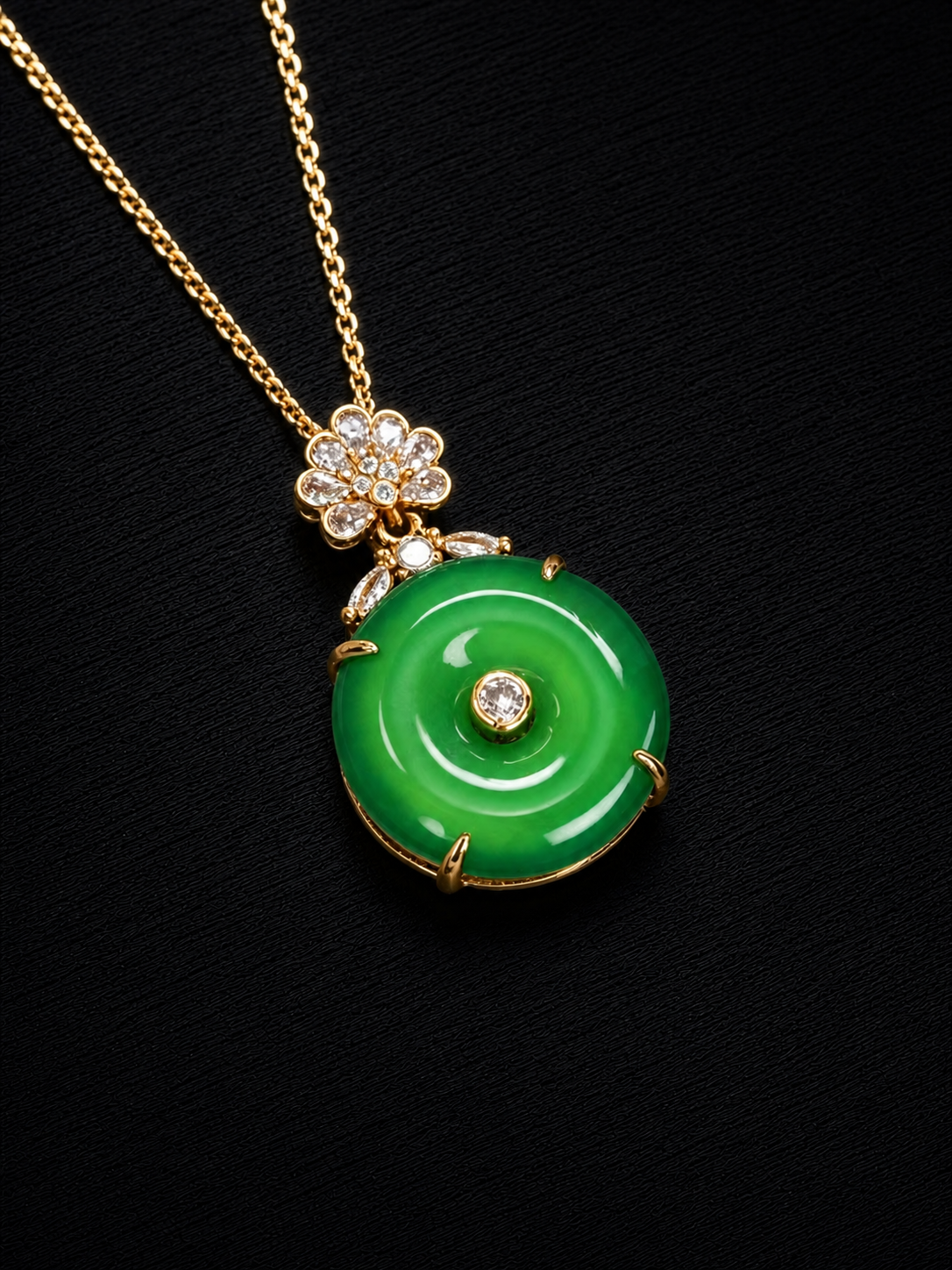 Agate Necklace-Green Amber Spirit Diamond