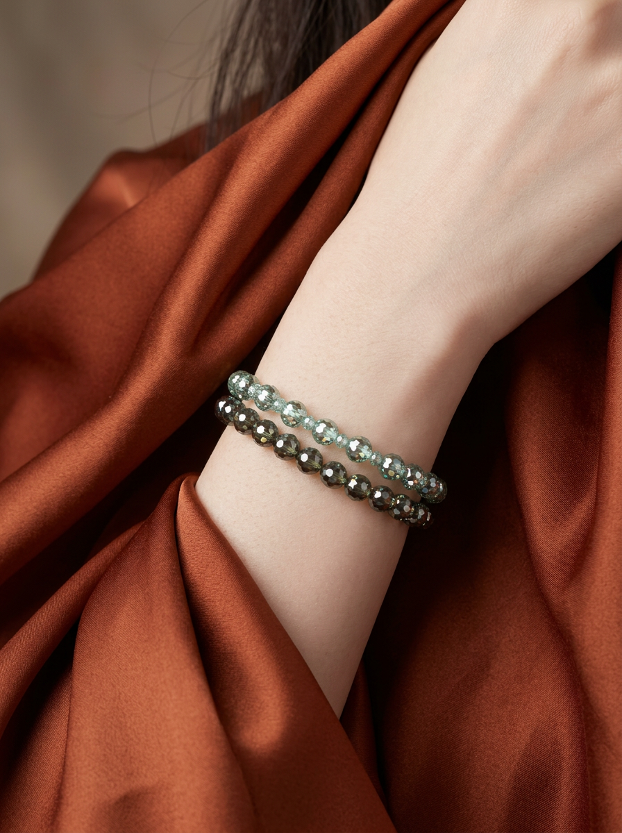 Fancy Brilliant Cut Moissanite Bracelet - Dark Green
