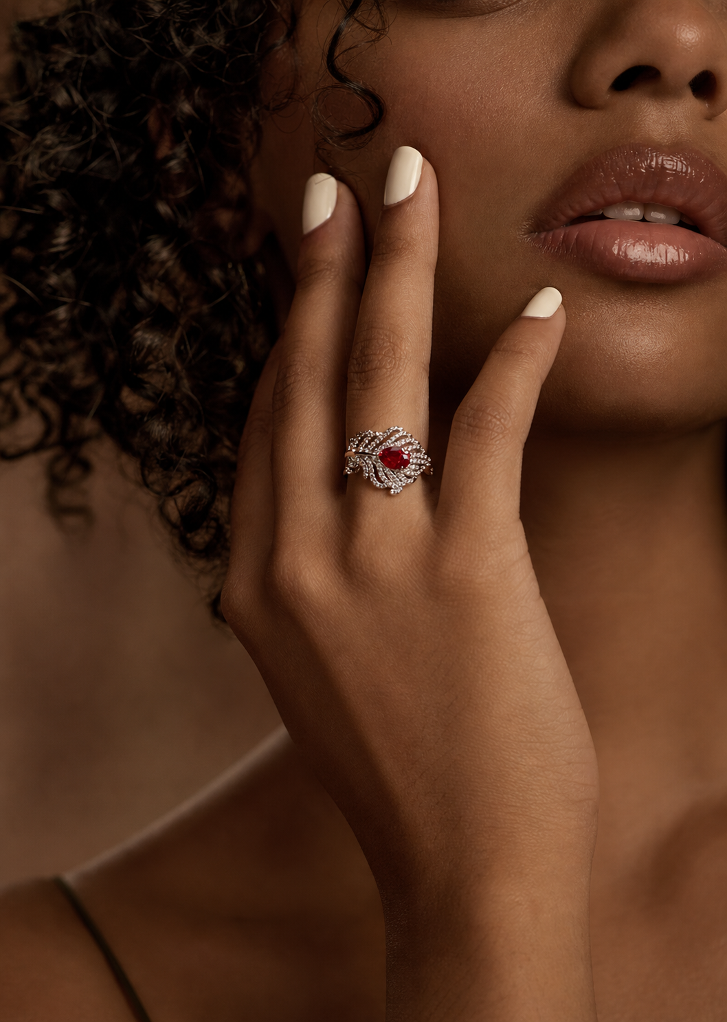 Pear Brilliant Cut Ruby Ring - Feathered Flame