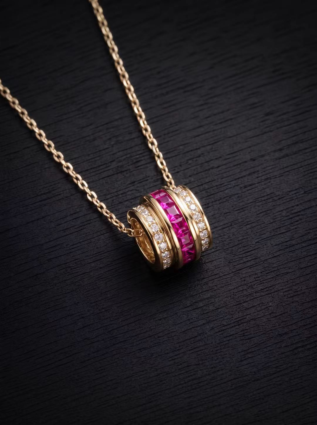 Ruby-Princess Brilliant Cut Rotatable Necklace-Destiny Spin