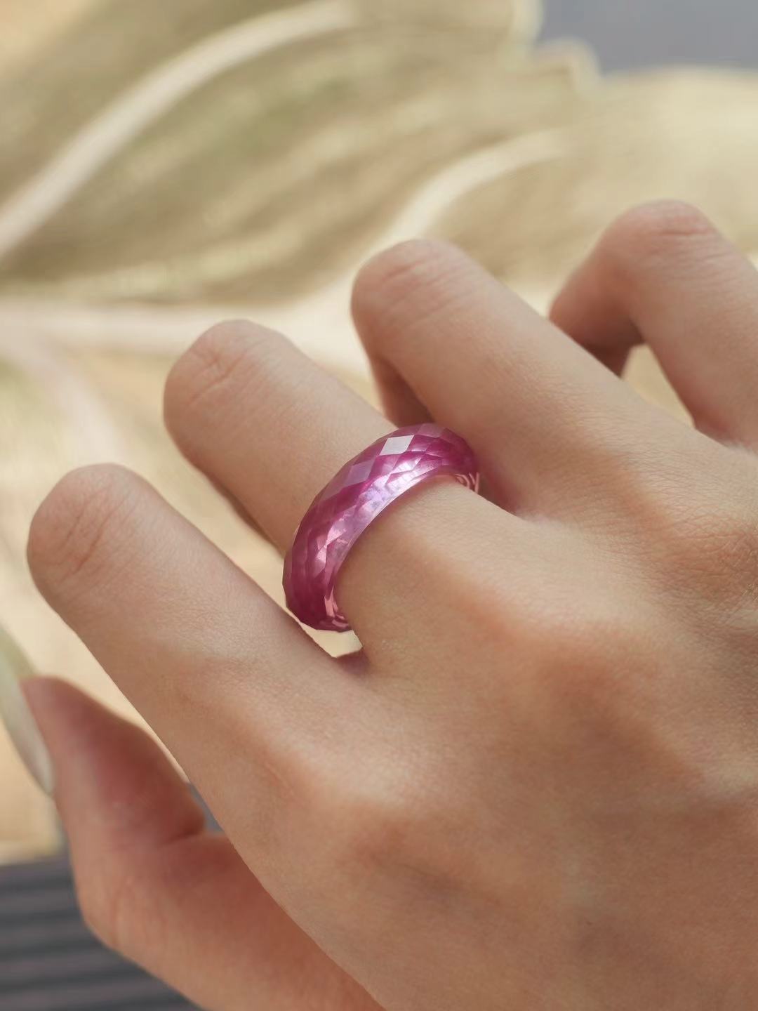 360-Degree Faceted Pink Sapphire Ring