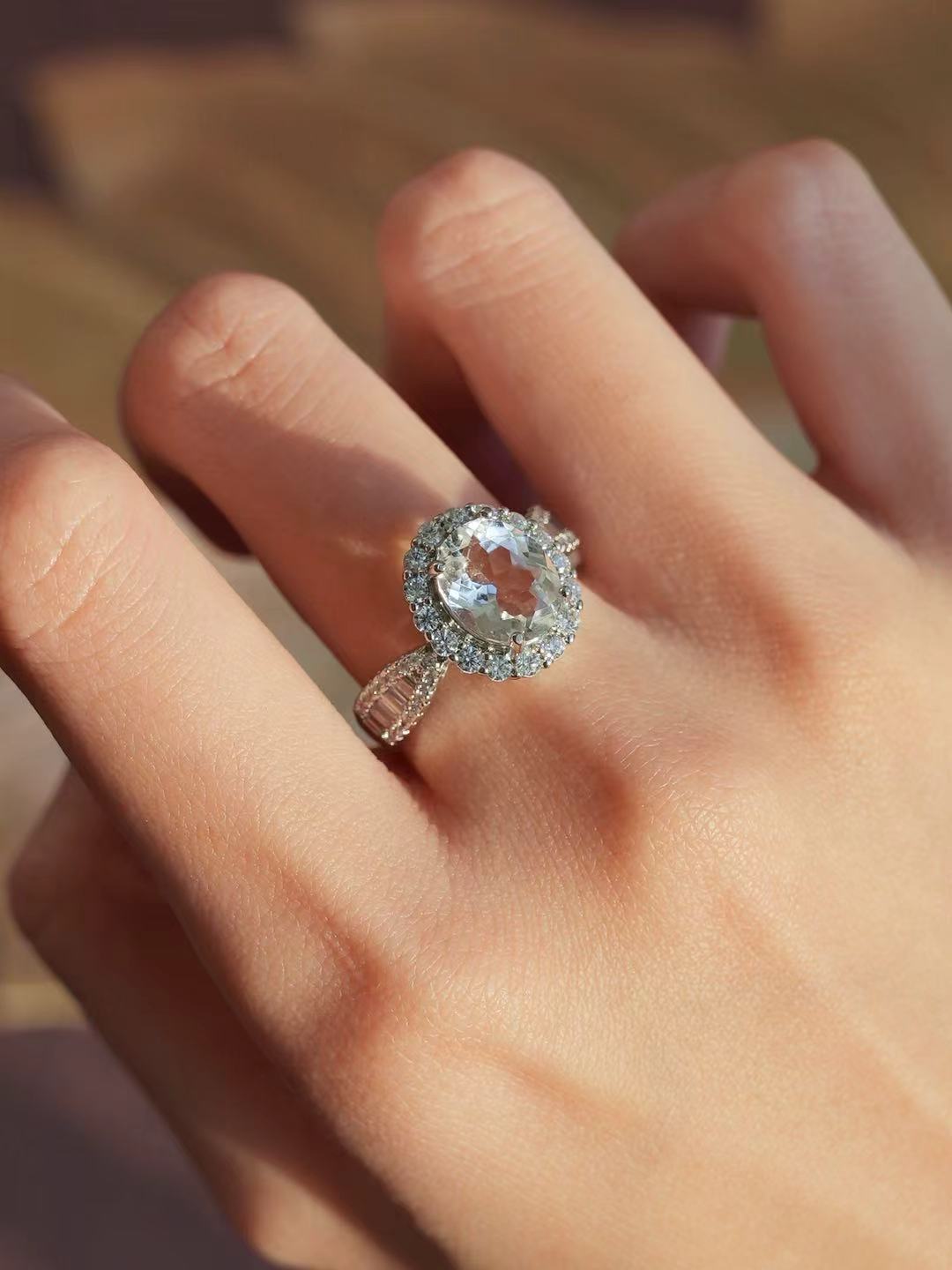 Oval Brilliant Cut White Crystal Ring - Sunlit Purity