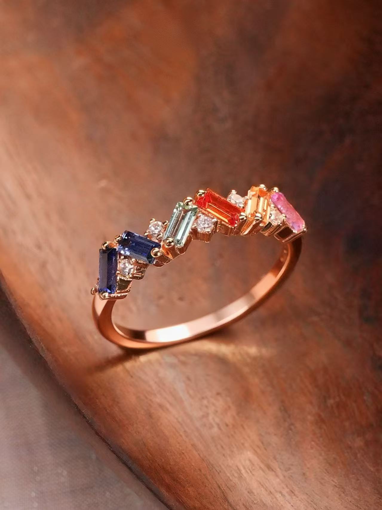 Emerald Brilliant Cut Sapphire Ring - Gem Harmony