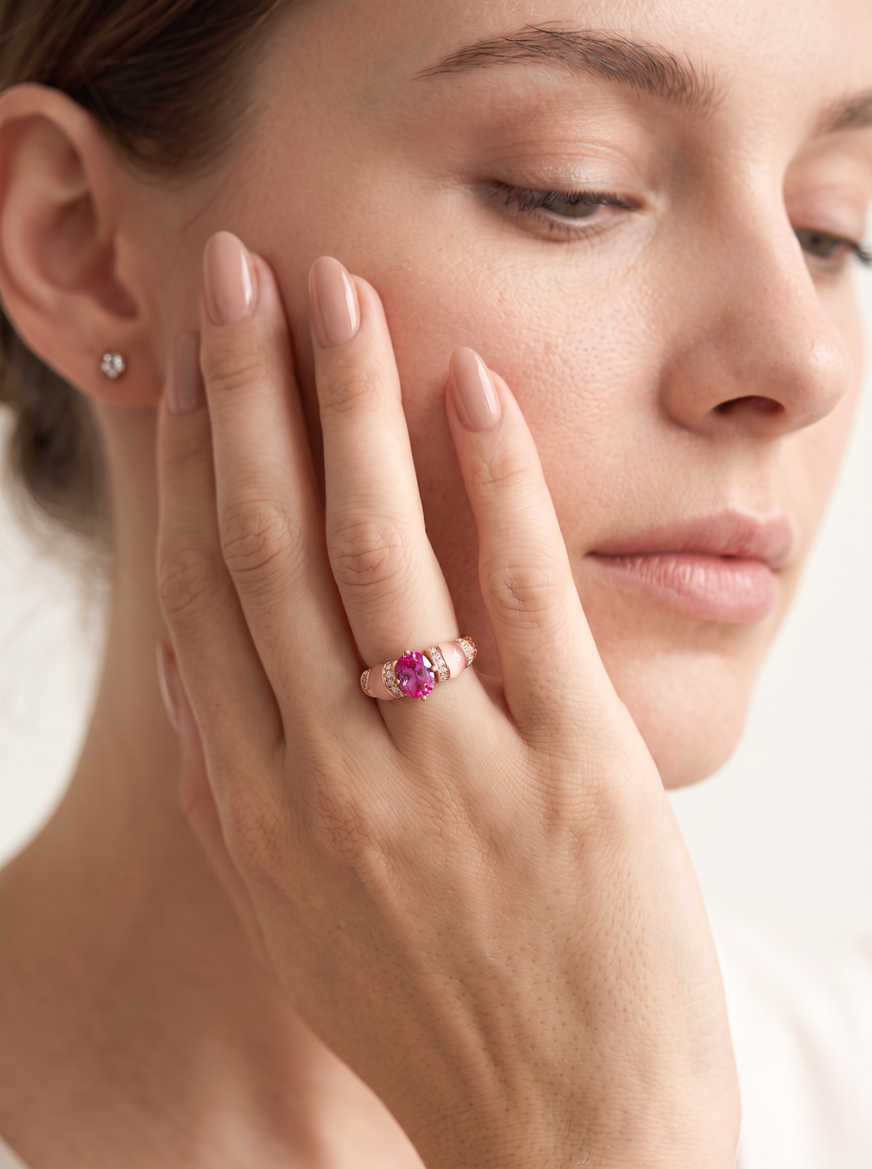 Oval Brilliant‑Cut Pink Sapphire Ring - Blush Radiance