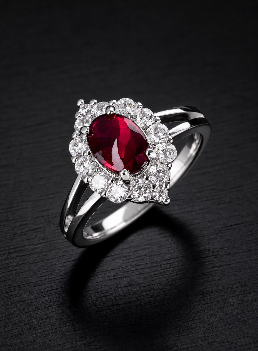 Garnet-Cabochon Ring-Garnet Halo