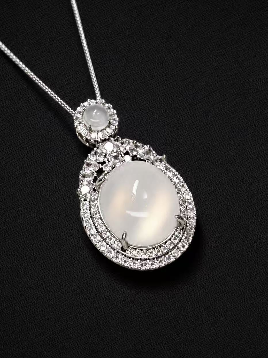 Agate Necklace-Moonbeam Charm