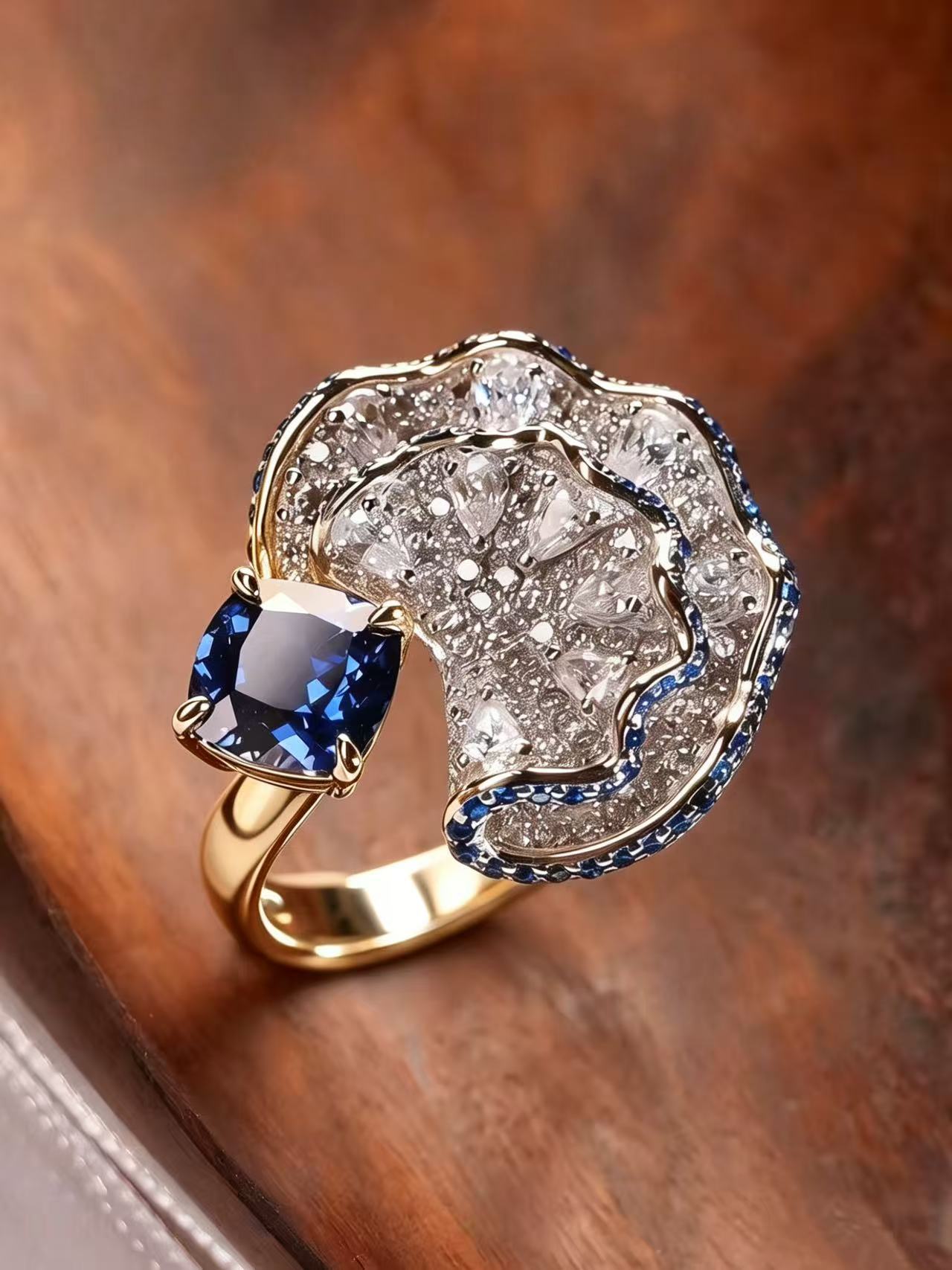 Emerald Brilliant Cut Sapphire Ring - AquaScale