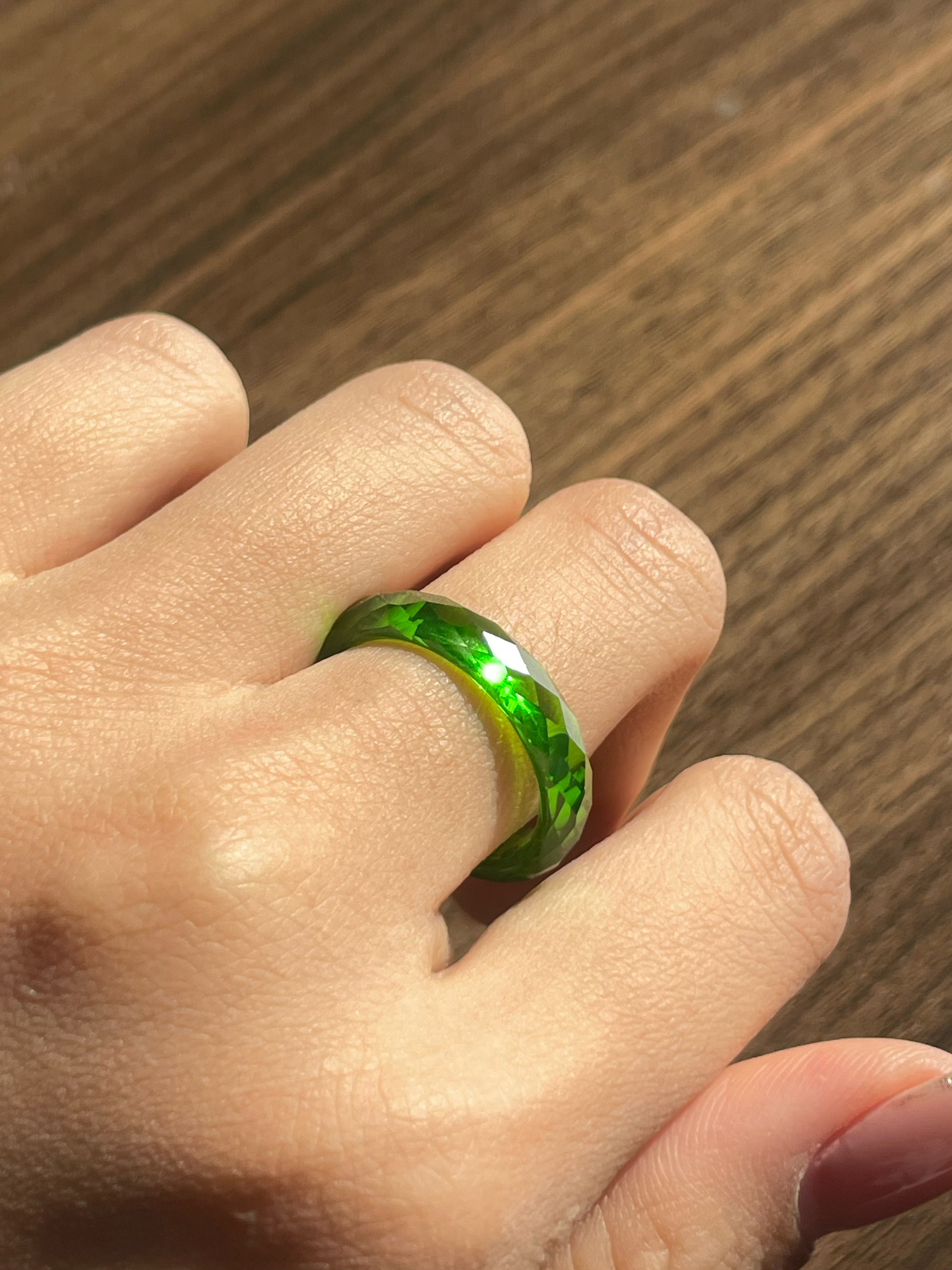 360-Degree Faceted Tsavorite Ring