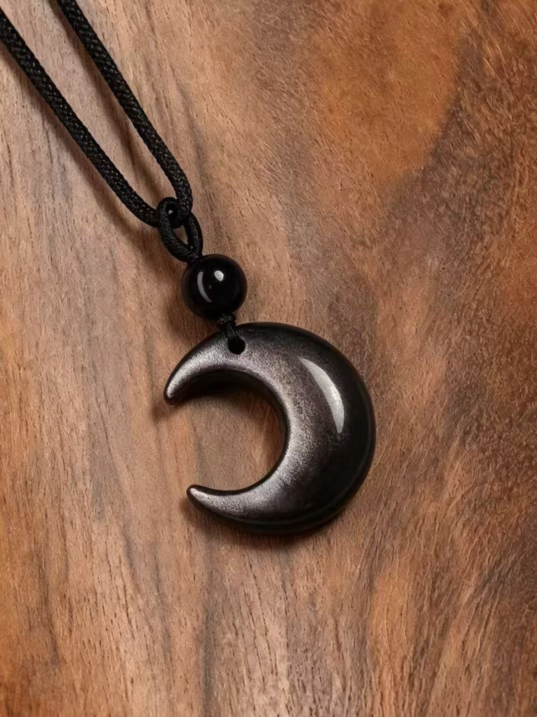 Golden Obsidian Necklace - Silver Sand Moon Soul
