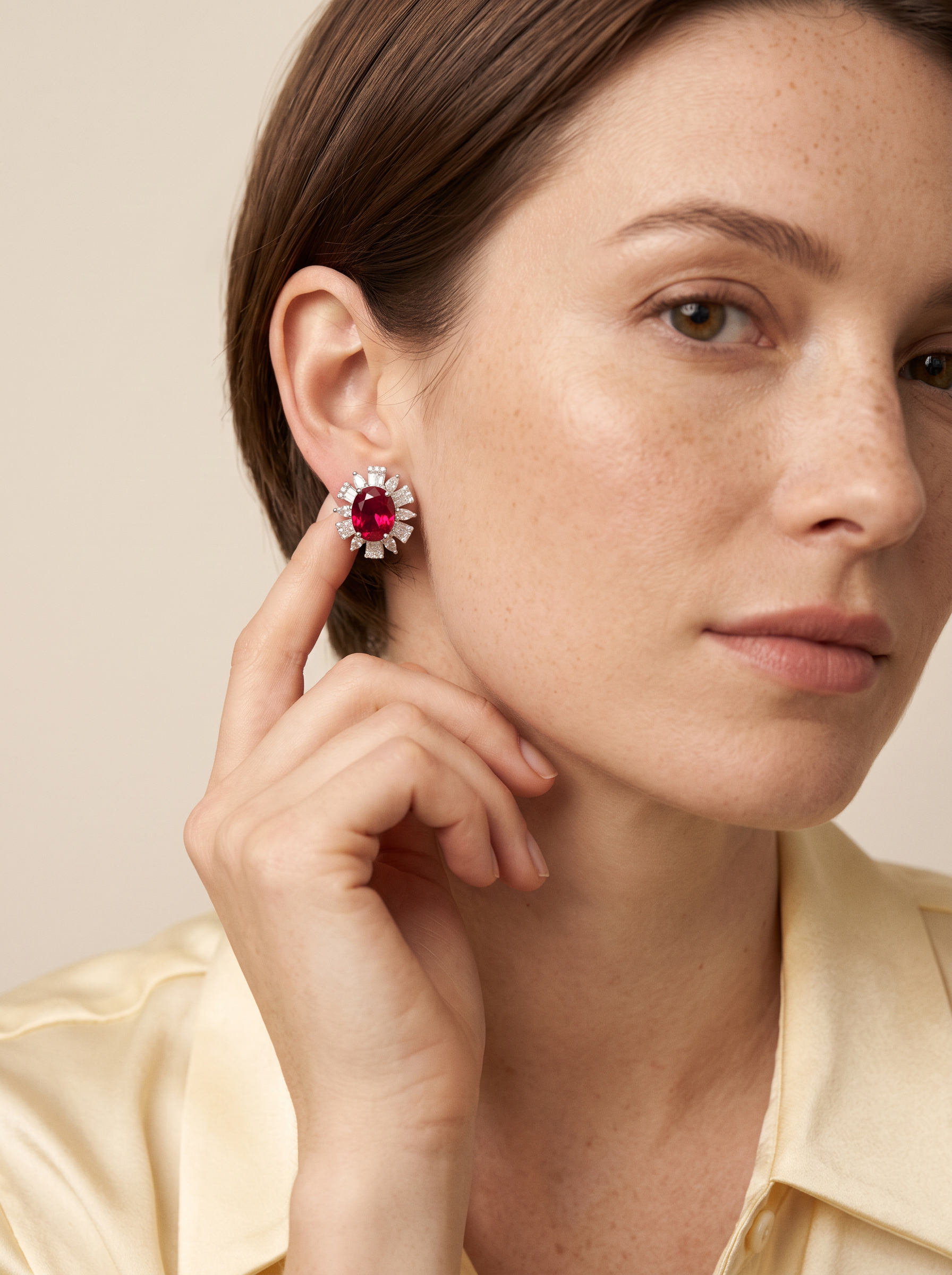 Oval Brilliant Cut Ruby Earrings - Solar Radiant