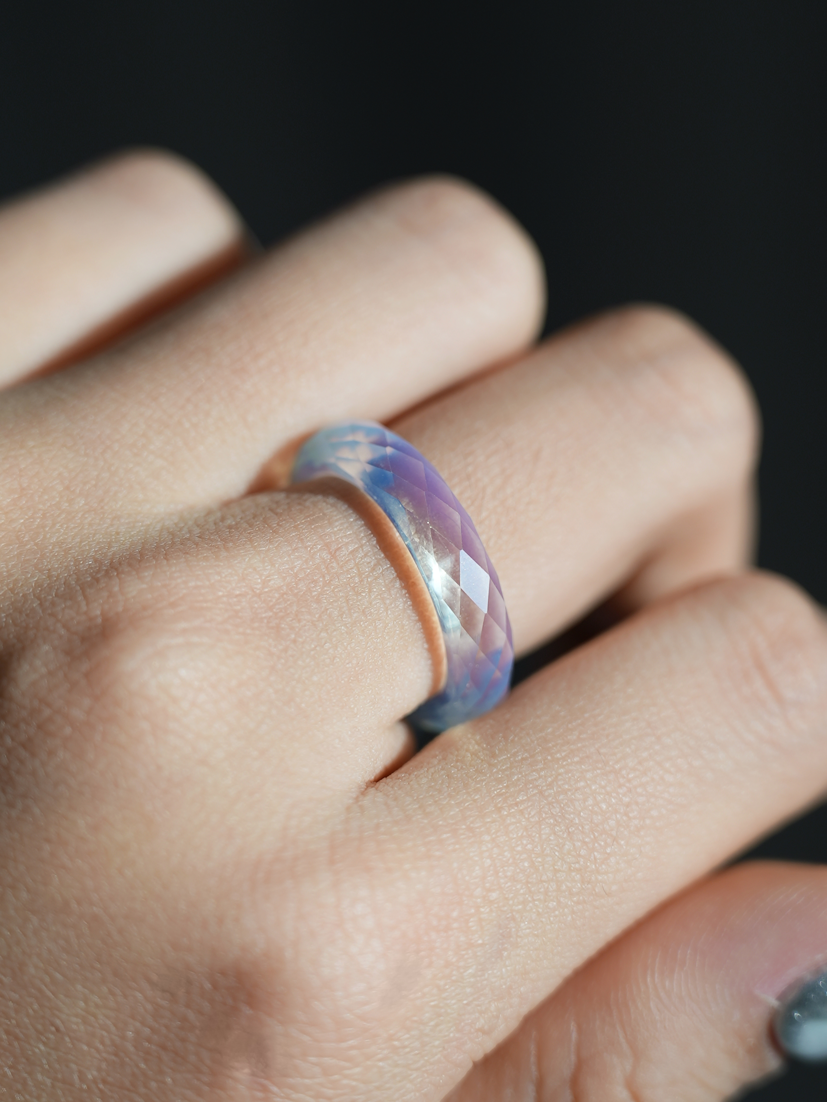 360-Degree Faceted Moonstone Ring