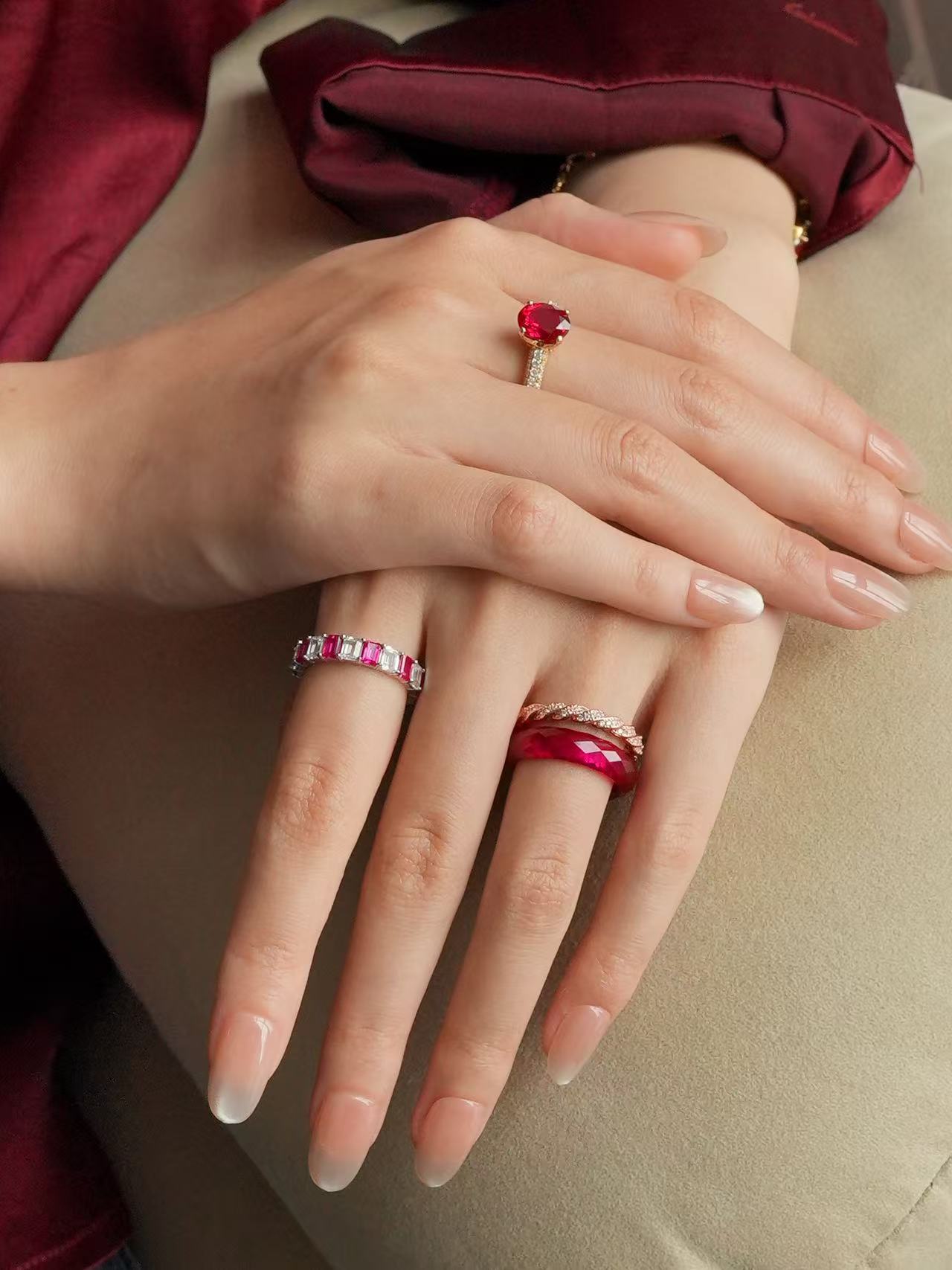 360-Degree Faceted Ruby Ring