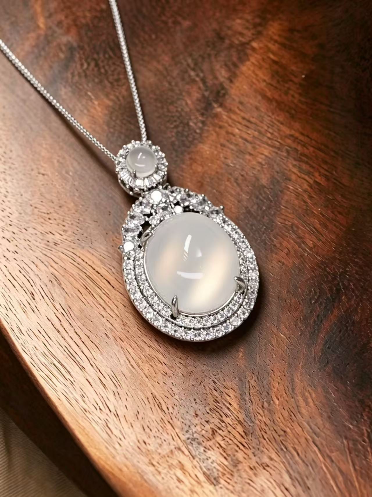 Chalcedony Necklace - Moonbeam Charm