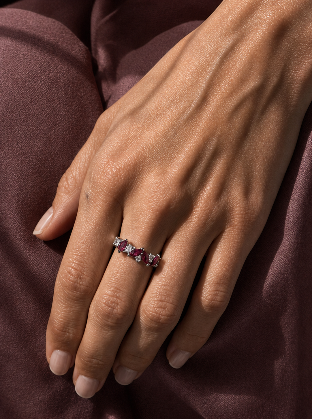 Garnet-Marquise Cut Ring-Crimson Echo