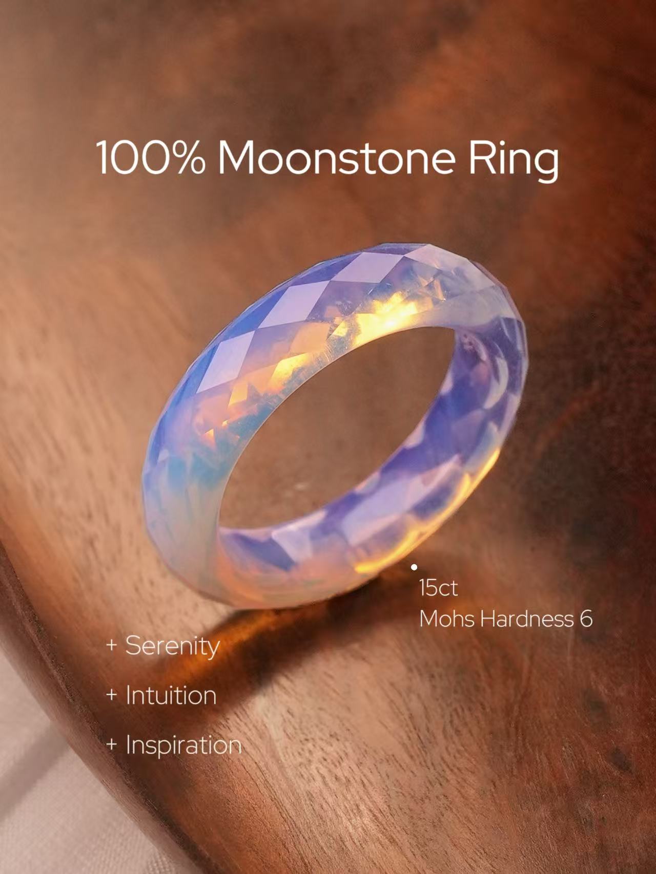 360-Degree Faceted Moonstone Ring