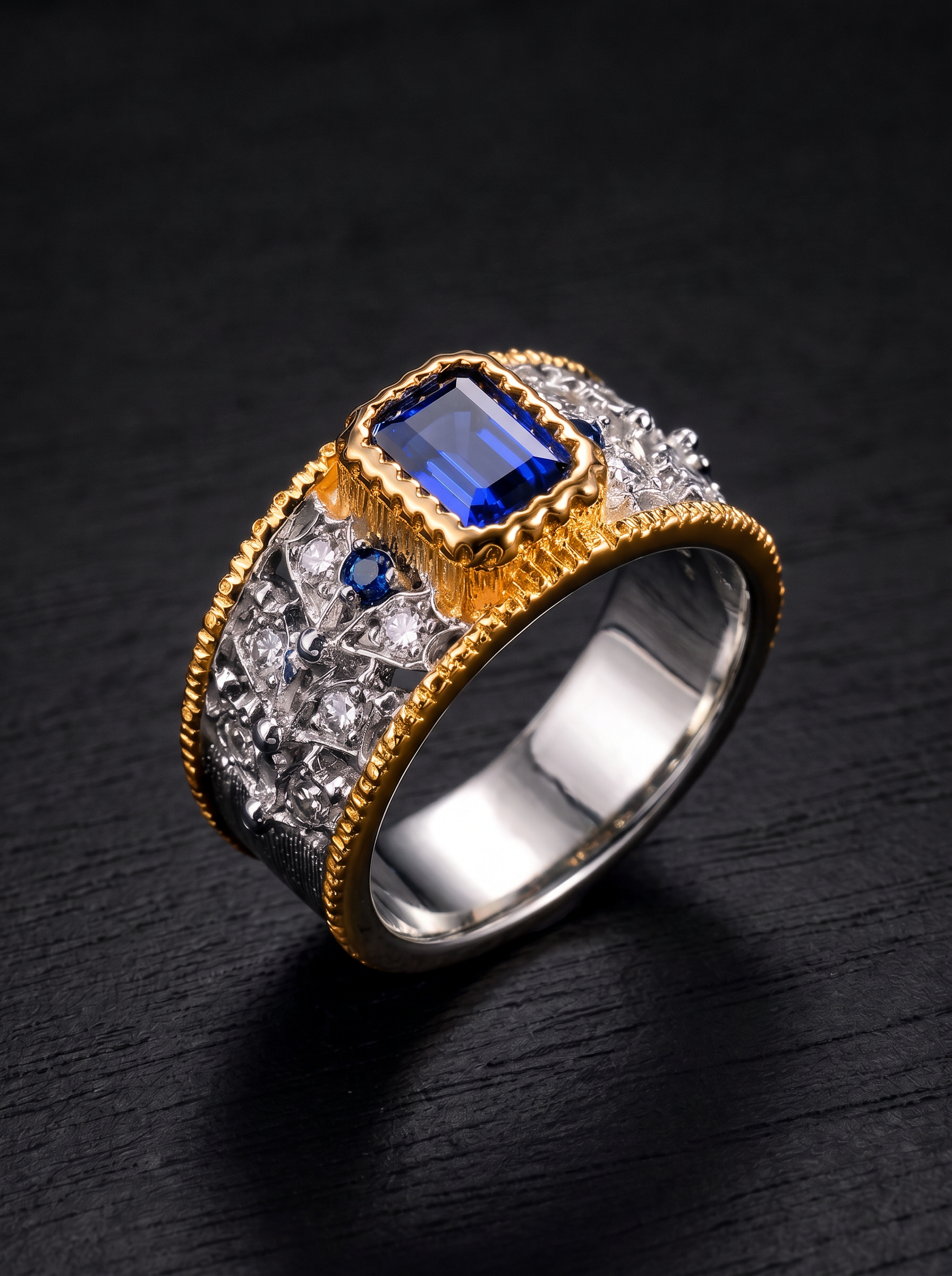 Emerald Brilliant Cut Sapphire Ring - Royal Weave