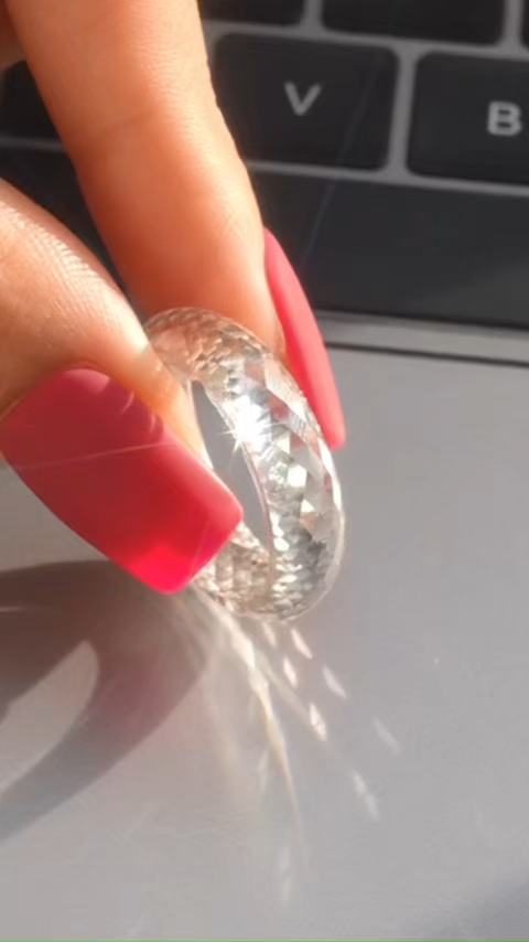 360-Degree Faceted Moissanite Ring -  Moon White