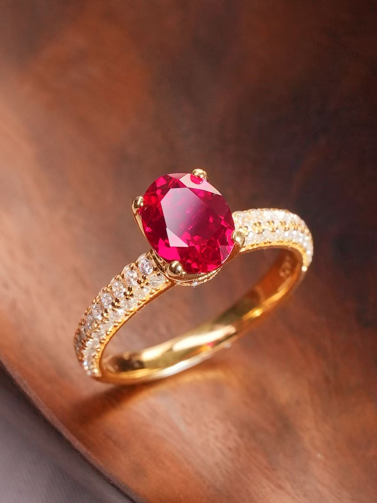 Oval Brilliant Cut Ruby Ring - Lumina