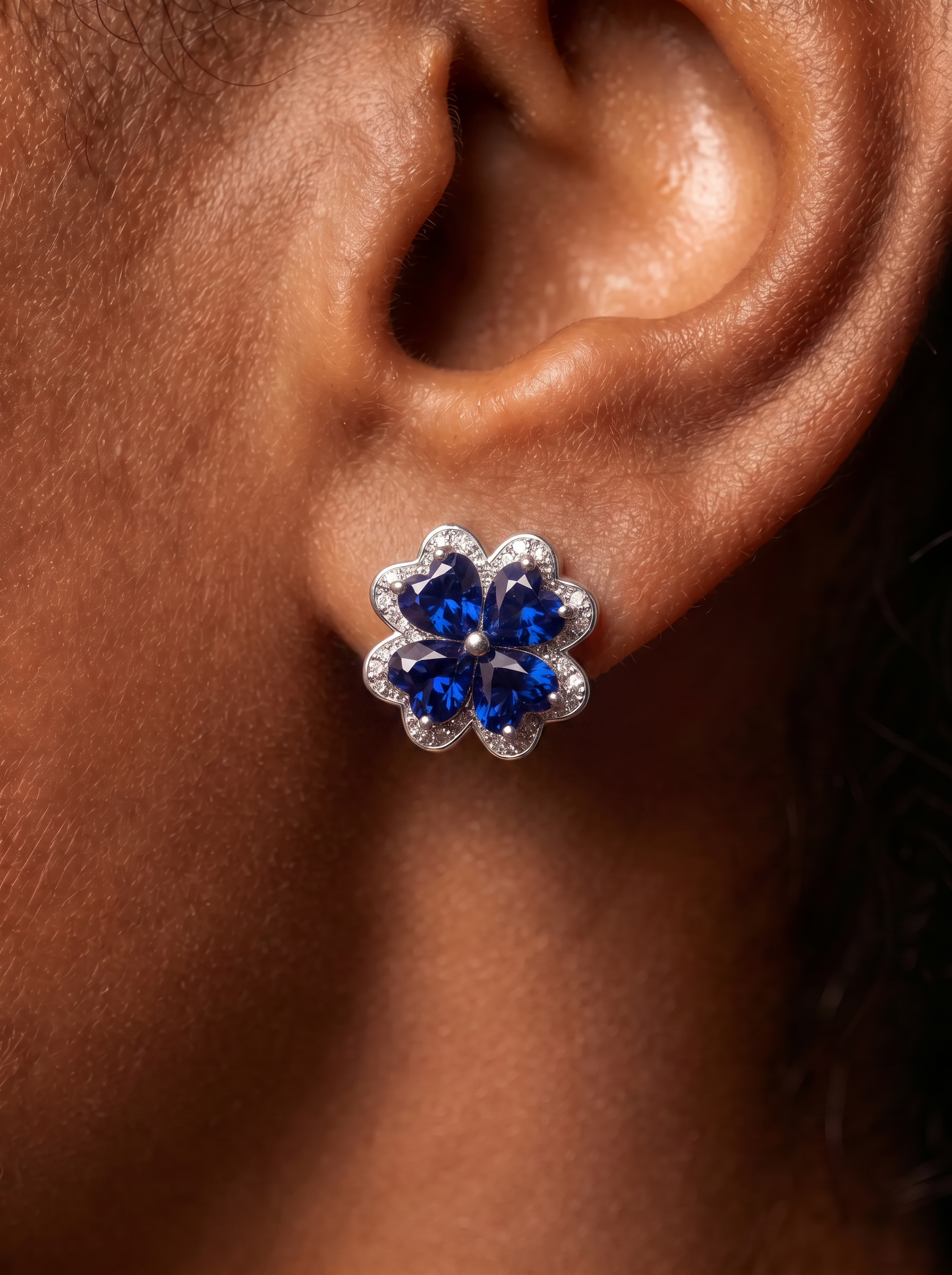 Heart Brilliant Cut Ruby/Sapphire Earrings - Lucky Petal