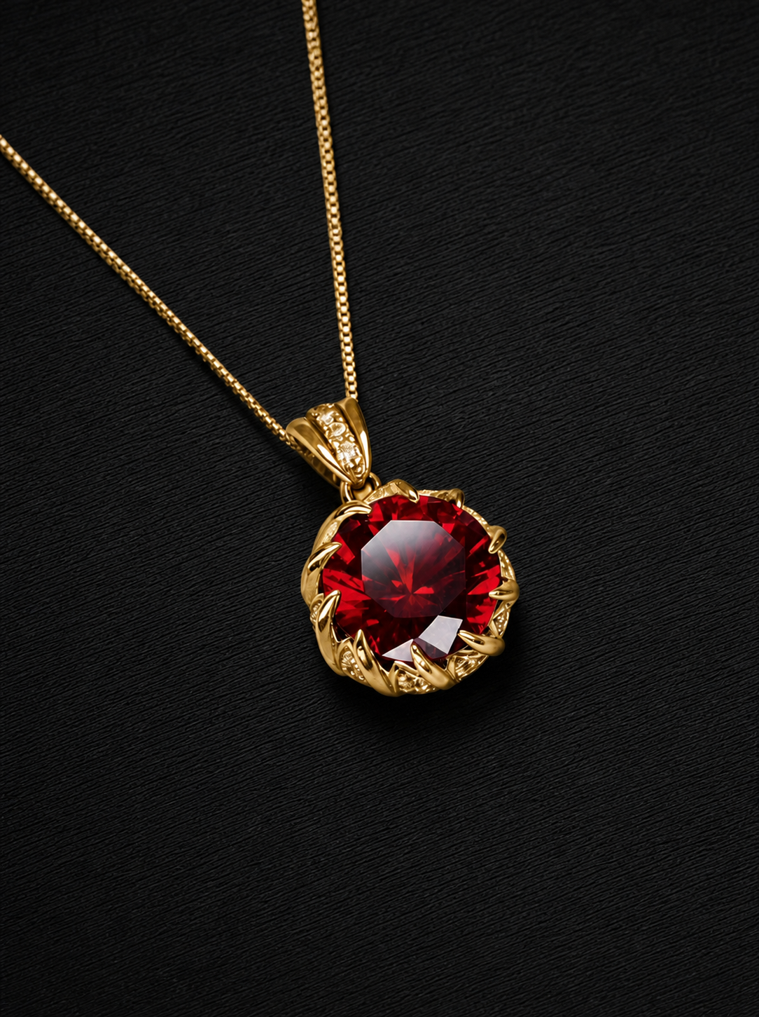 Ruby-Round Brilliant Cut Necklace-Heart of Lava