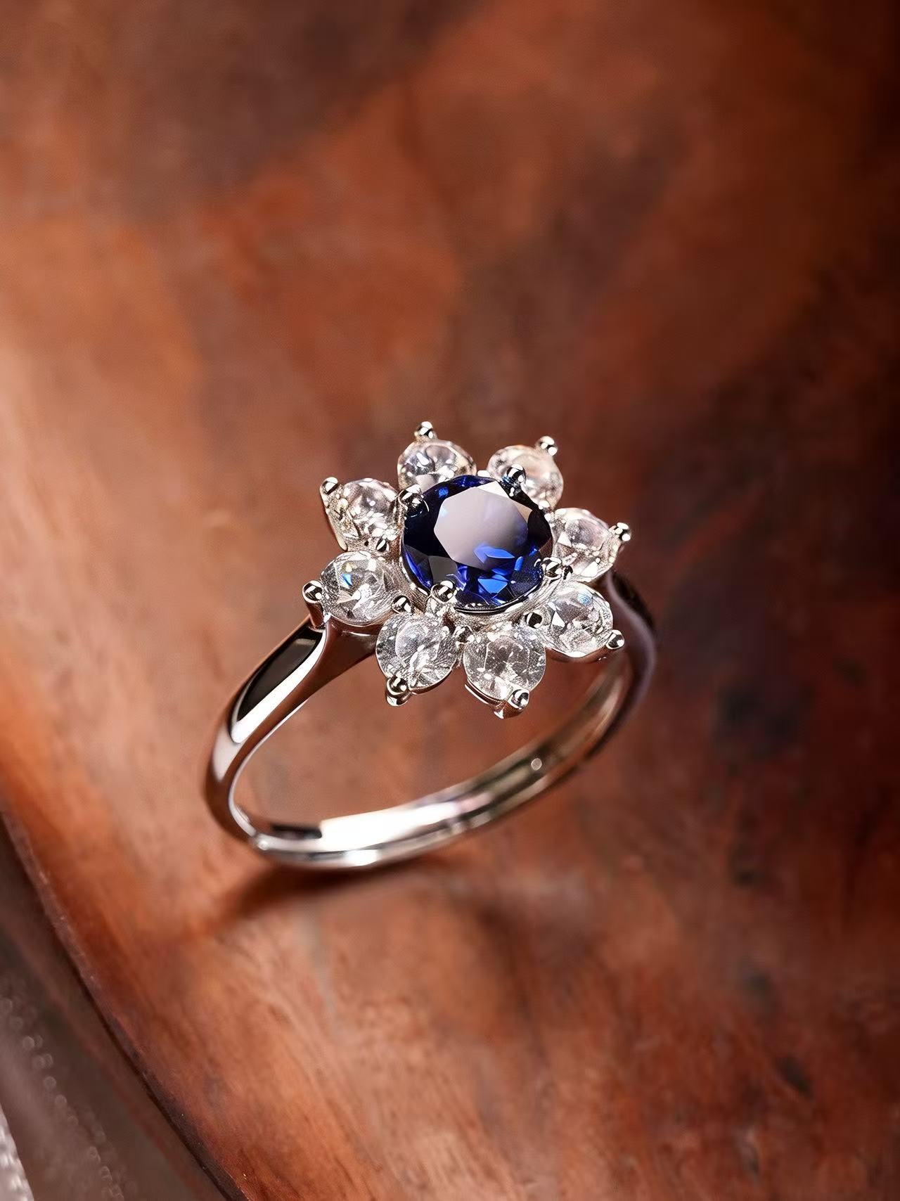 Round Brilliant Cut Sapphire Ring - Blue Rhyme Starlight