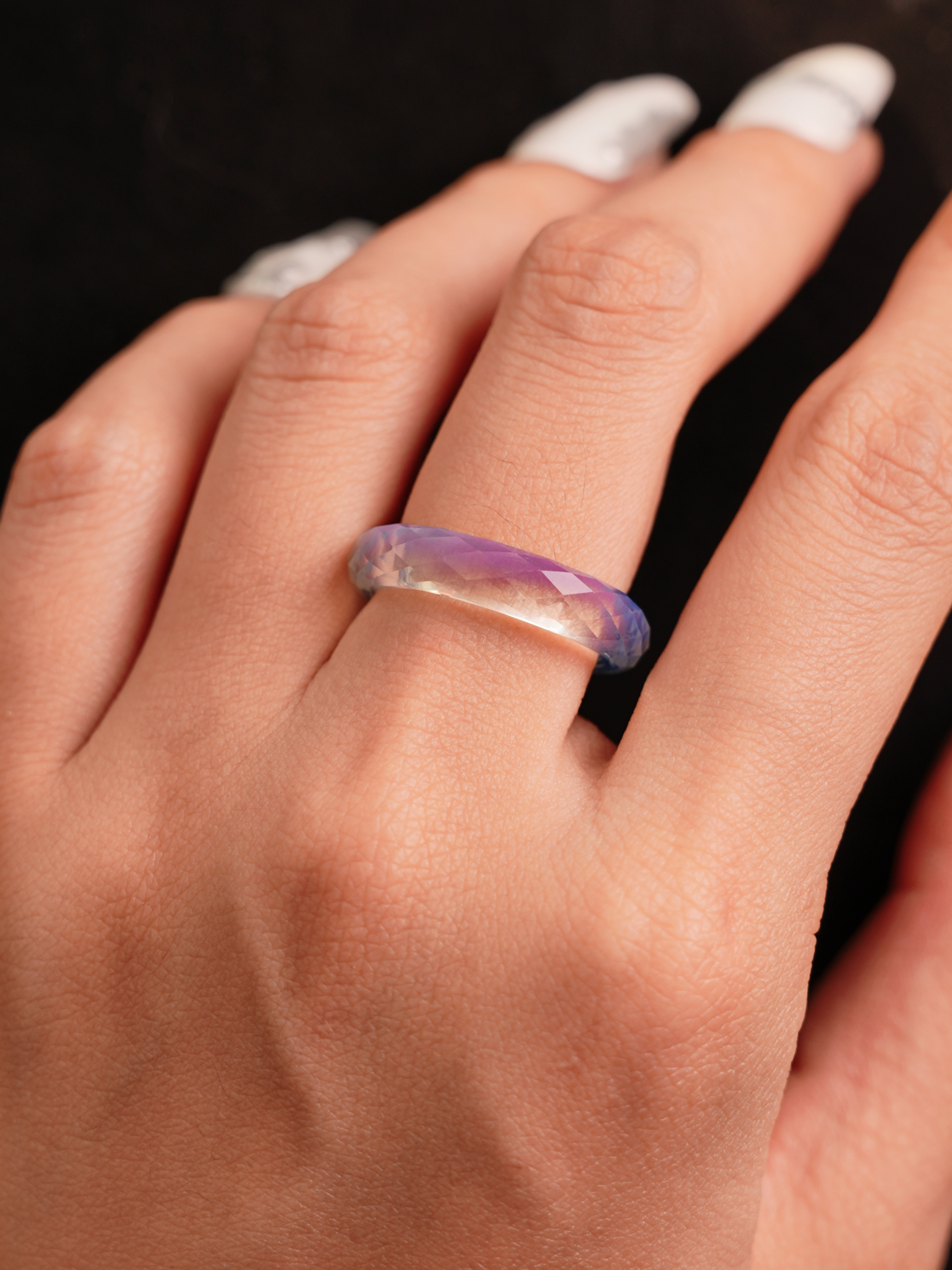 360-Degree Faceted Moonstone Ring