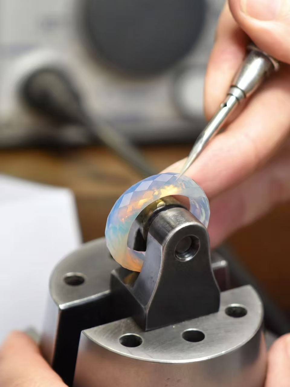 360-Degree Faceted Moonstone Ring