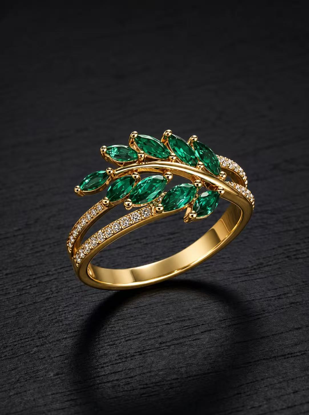 Emerald-Marquise Brilliant Ring-The Leaf