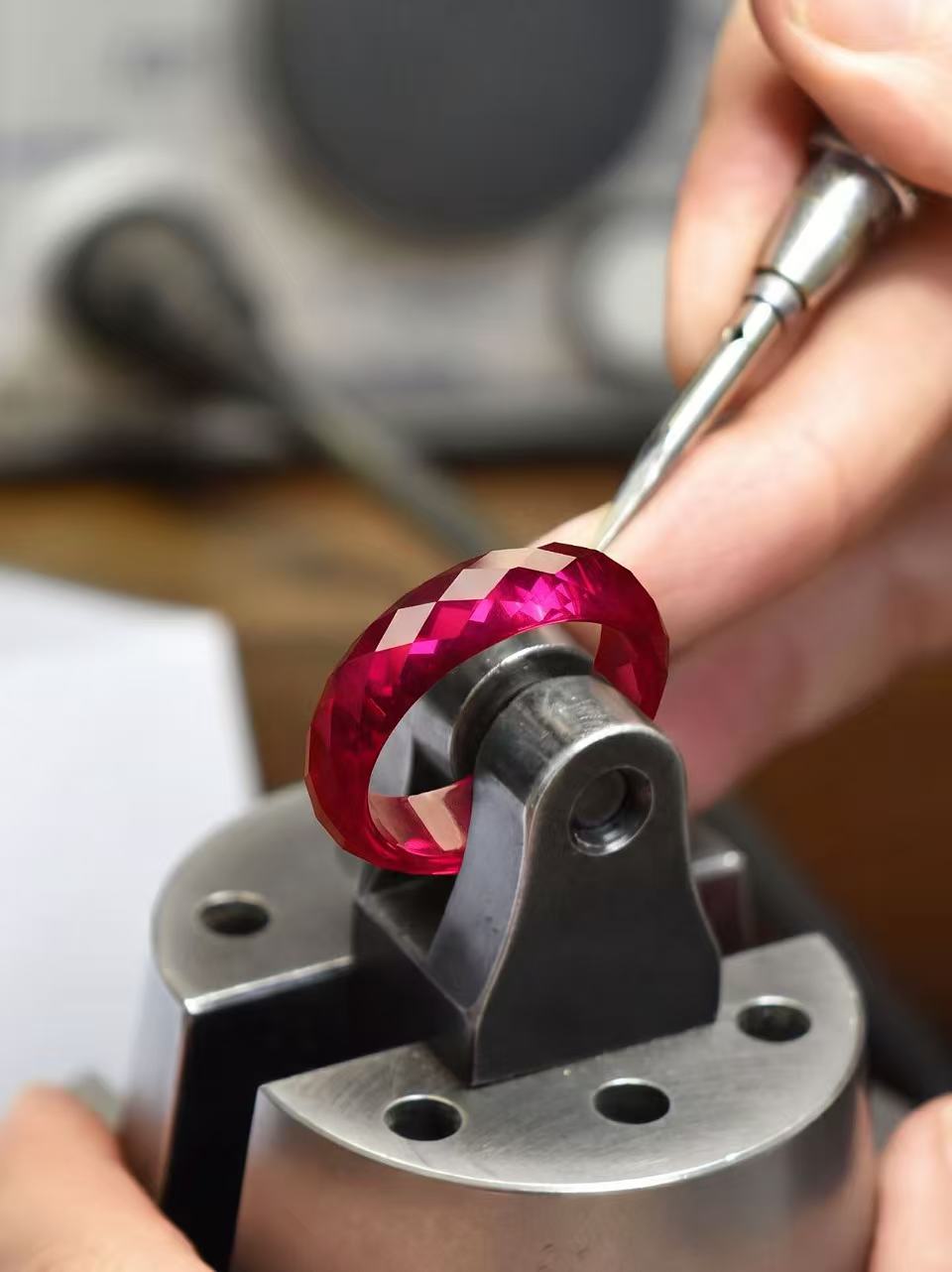 360-Degree Faceted Ruby Ring