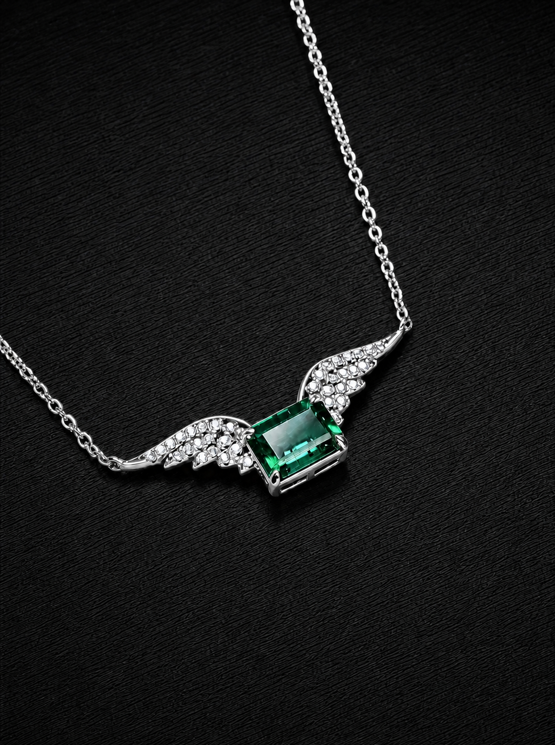 Emerald-Emerald Brilliant Cut Necklace-Emerald Wings 