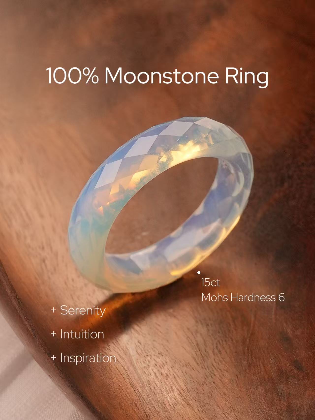 360-Degree Faceted Moonstone Ring