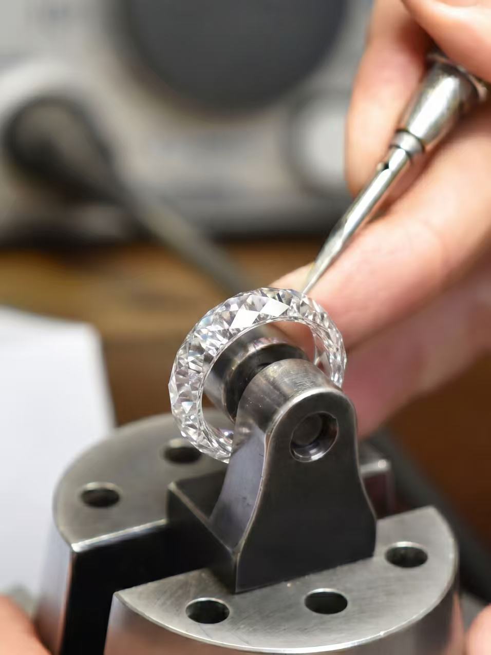 360-Degree Faceted Moissanite Ring -  Moon White