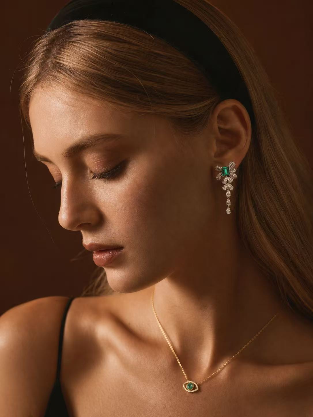 Emerald Brilliant Cut Emerald Earring - Verdant Whispers