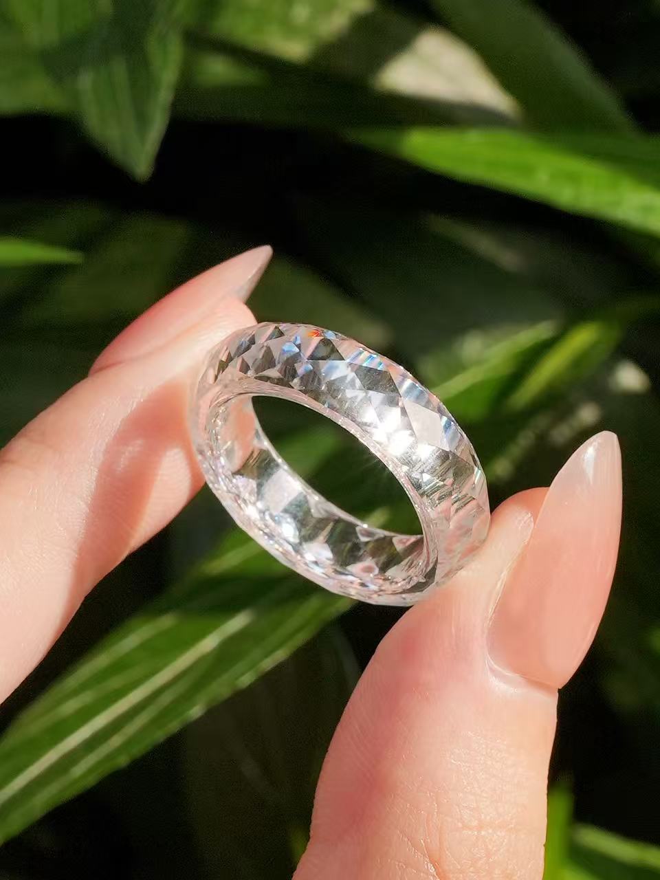 360-Degree Faceted Moissanite Ring -  Moon White
