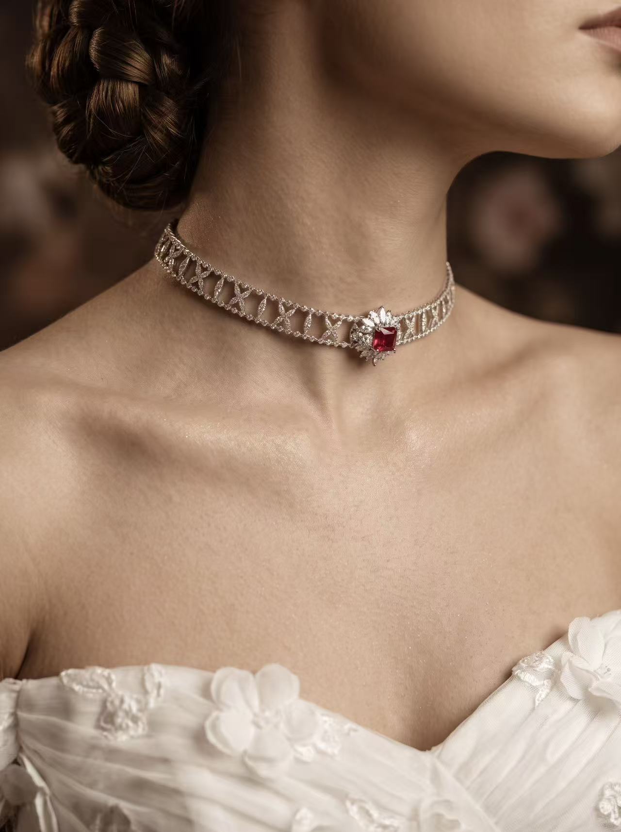 Emerald Brilliant Cut Ruby Necklace - Vermilion Vow