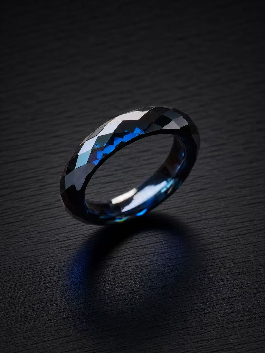 Moissanite-Starry Blue-360-Degree Faceted Ring
