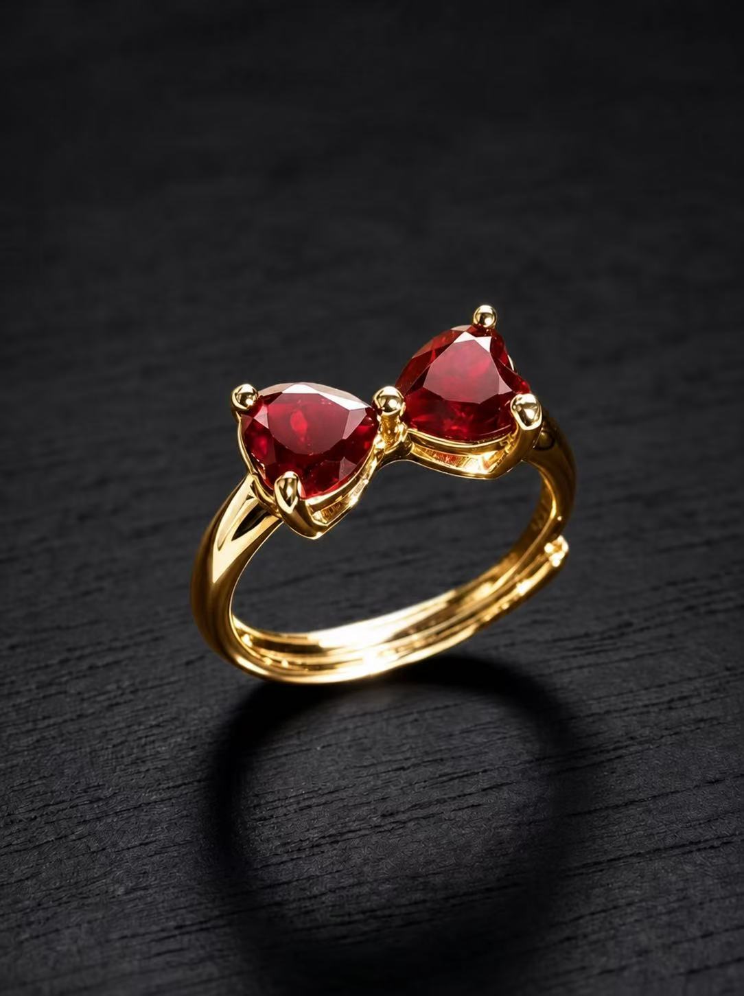 Ruby-Heart Brilliant Cut Ring-Twin Flame 