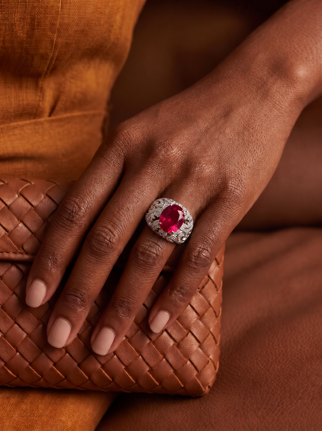 Oval Brilliant Cut Ruby/Sapphire Ring - Gilded Labyrinth