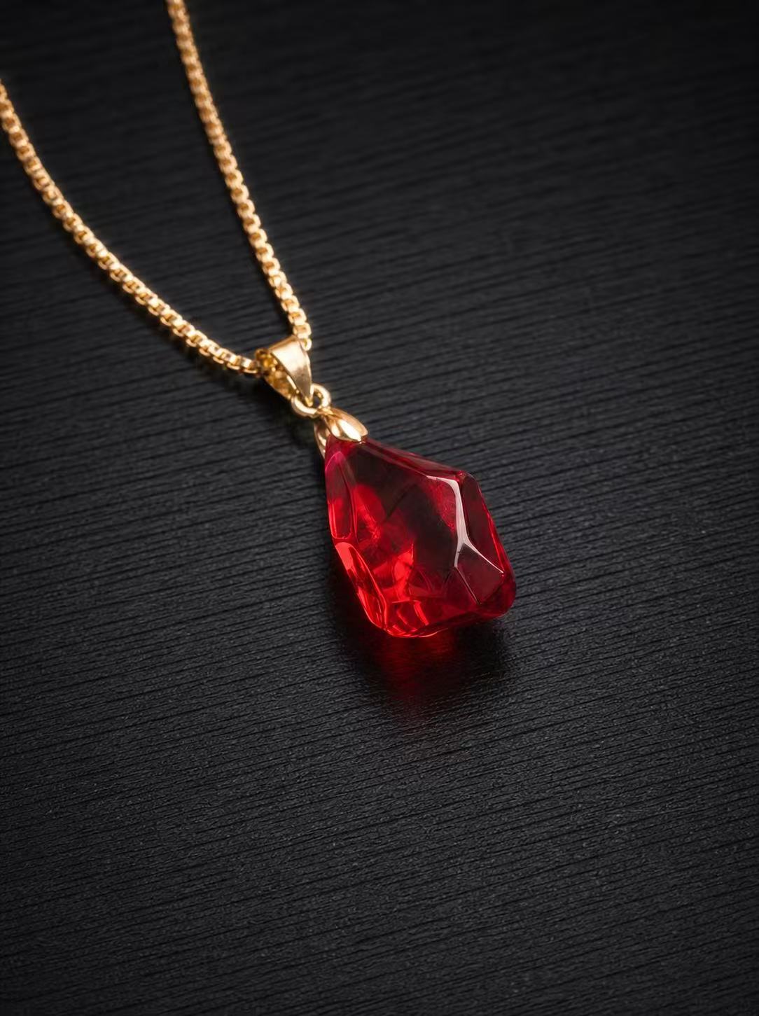 Ruby-Free‑Form Faceted Cut Necklace - Scarlet Ember