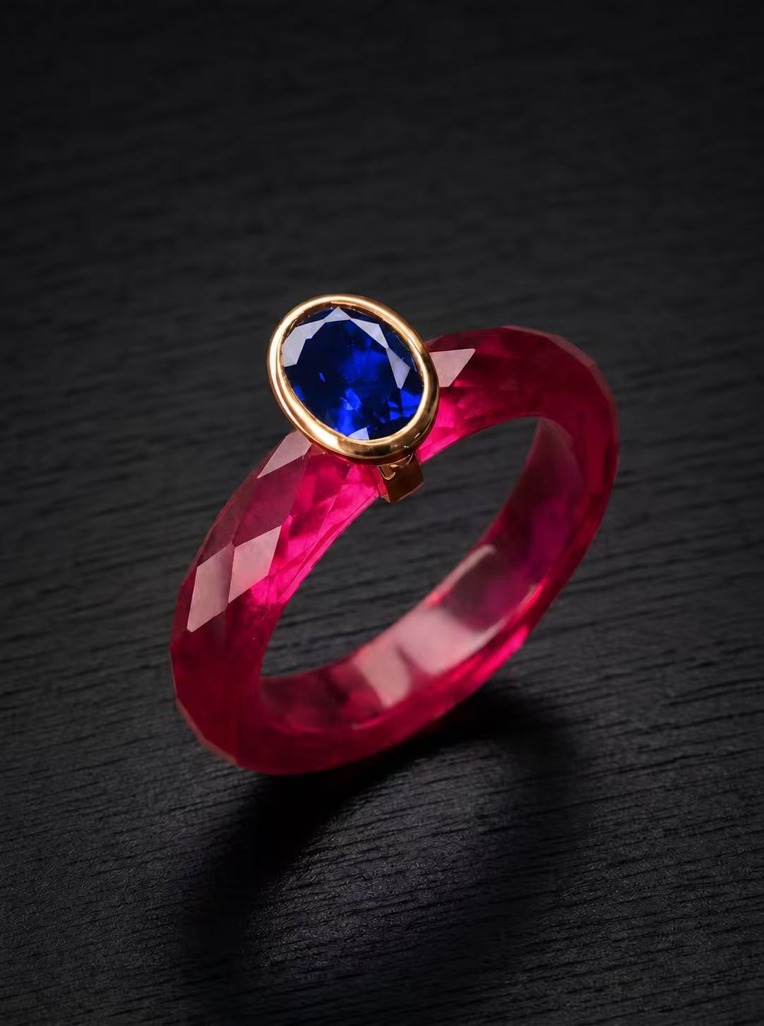 Ruby+Ruby/Sapphire/Emerald-PRO 360-Degree Faceted Ring