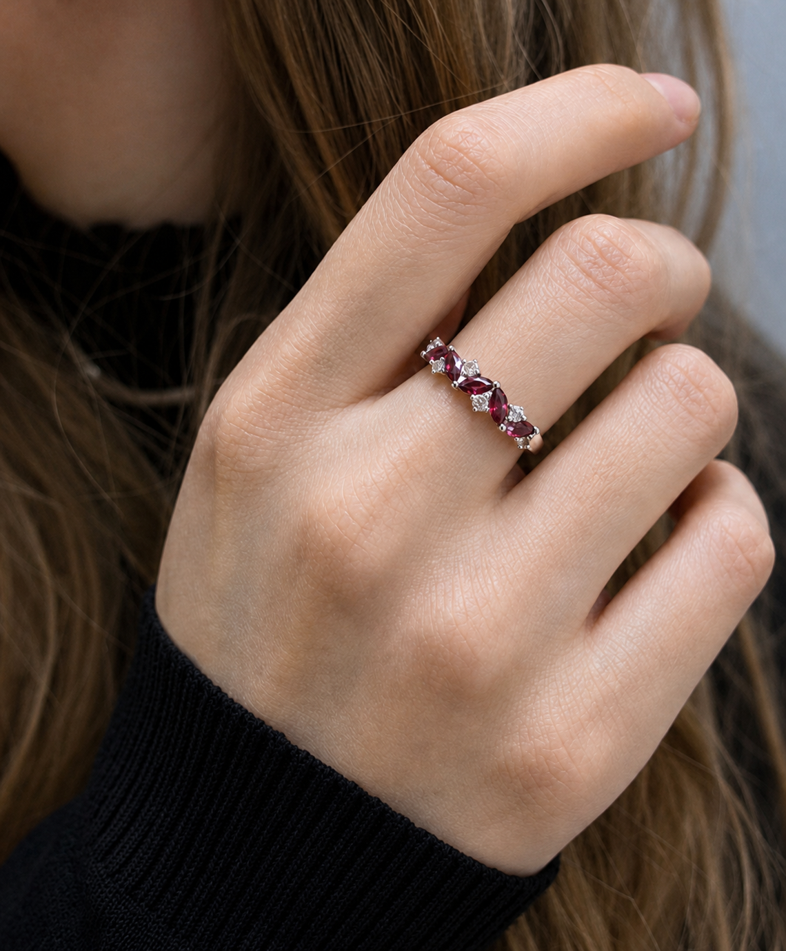 Garnet-Marquise Cut Ring-Crimson Echo