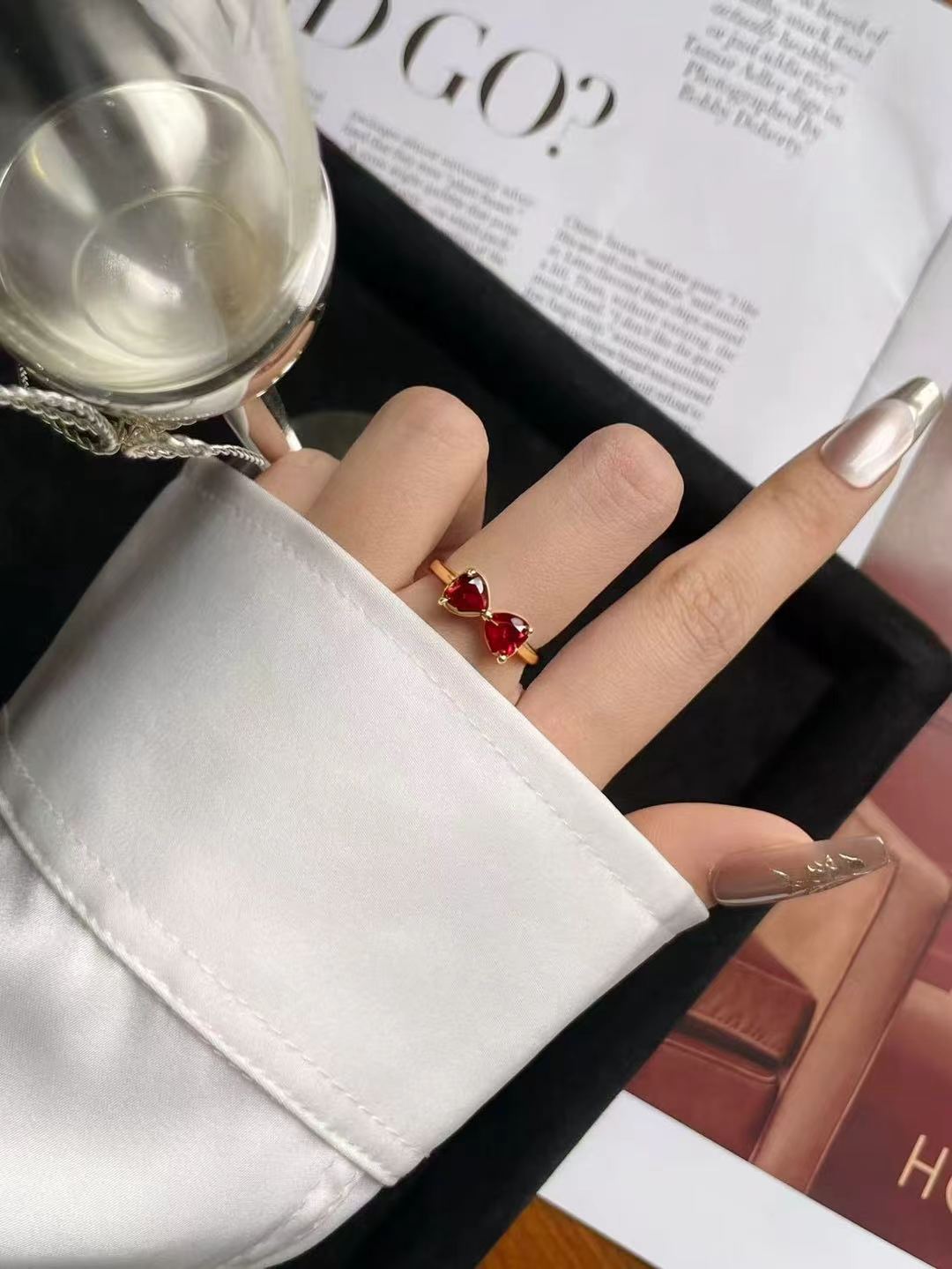 Fancy Brilliant Cut Ruby Ring - Twin Flame 