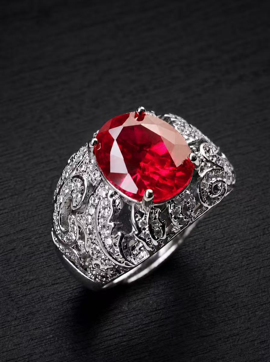 Ruby/Sapphire-Oval Brilliant Cut Ring - Gilded Labyrinth