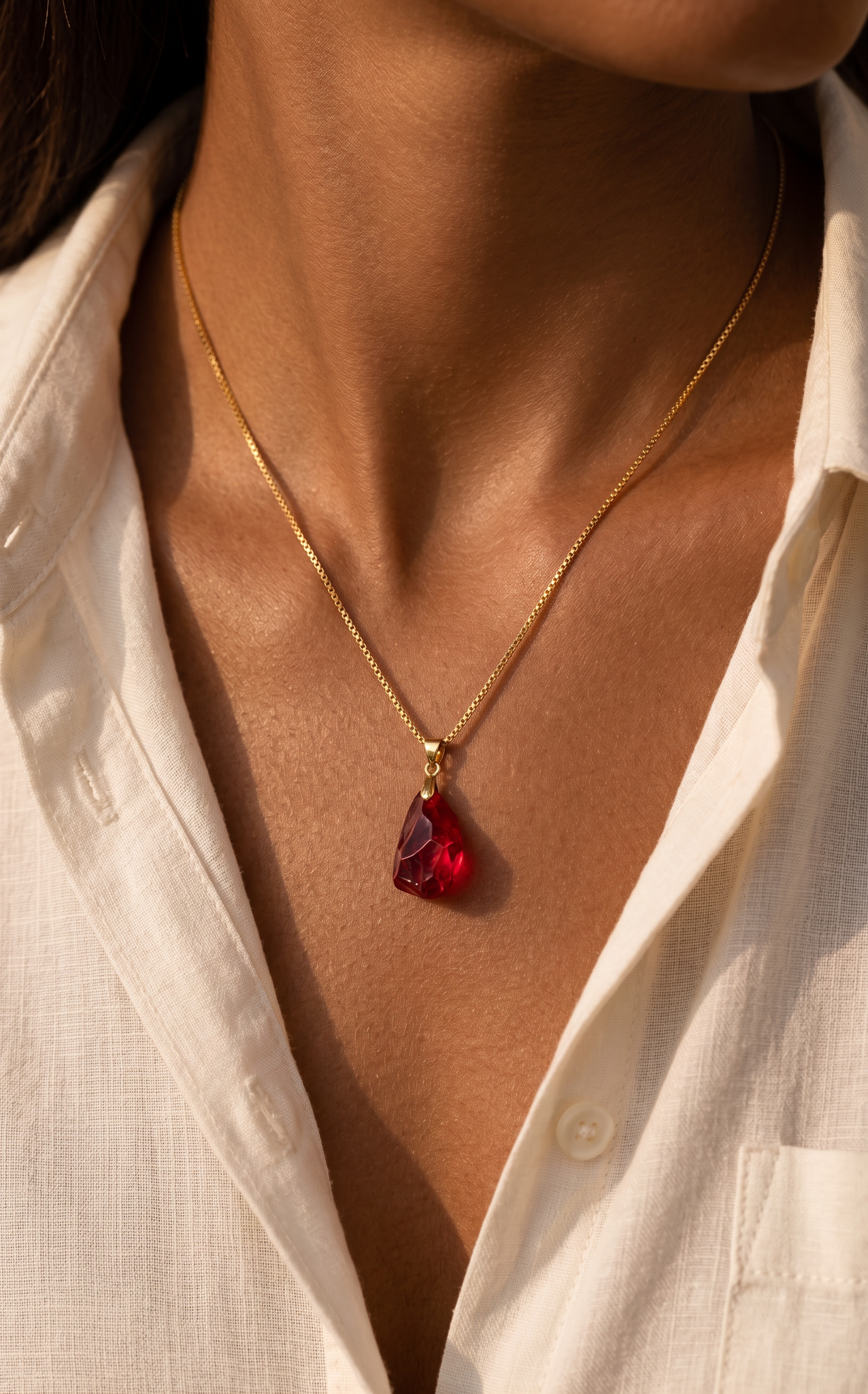 Free‑Form Faceted Cut Ruby Necklace - Scarlet Ember